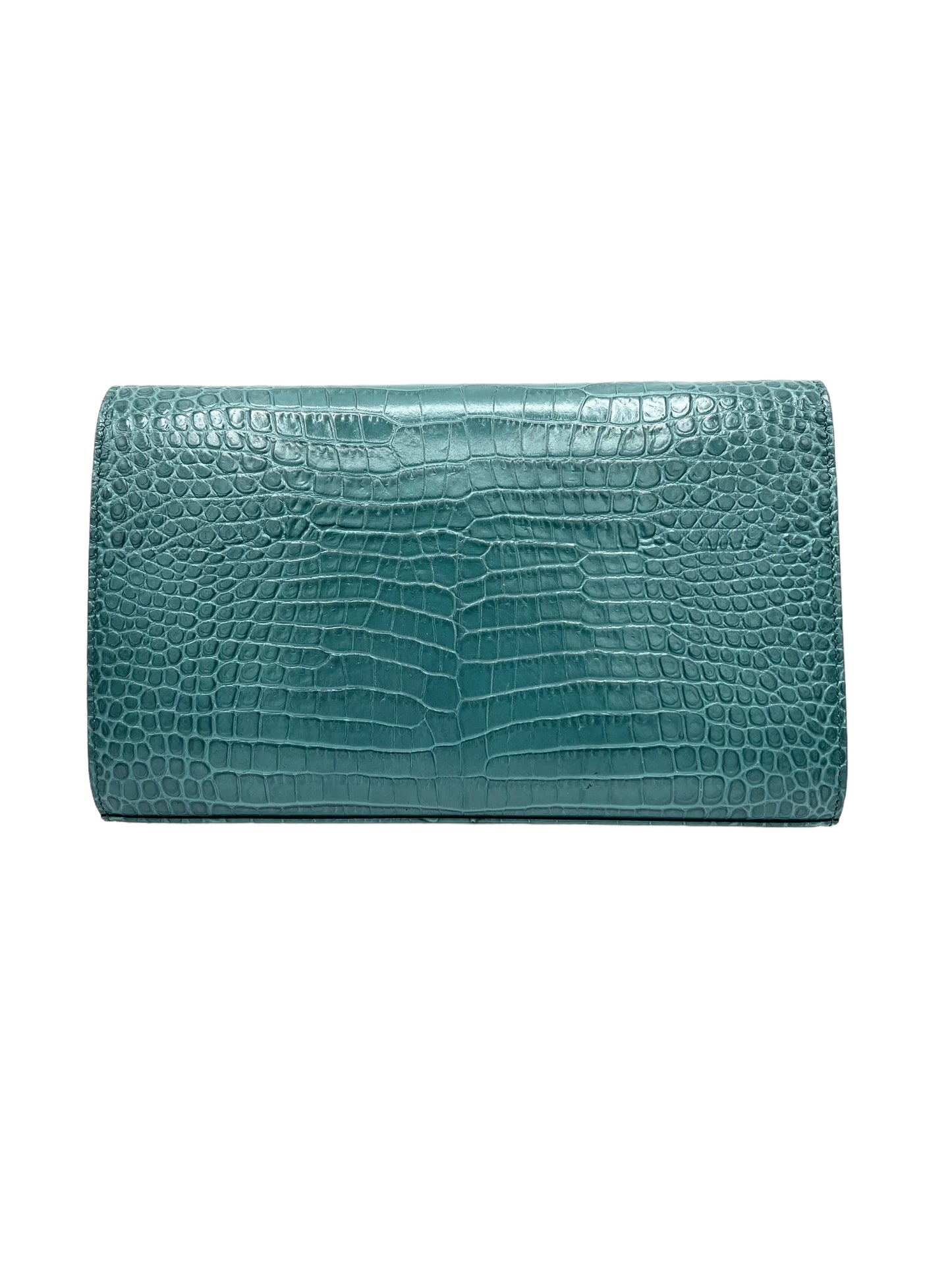 YSL KATE CROCODILE-EMBOSSED MINT GREEN WOC