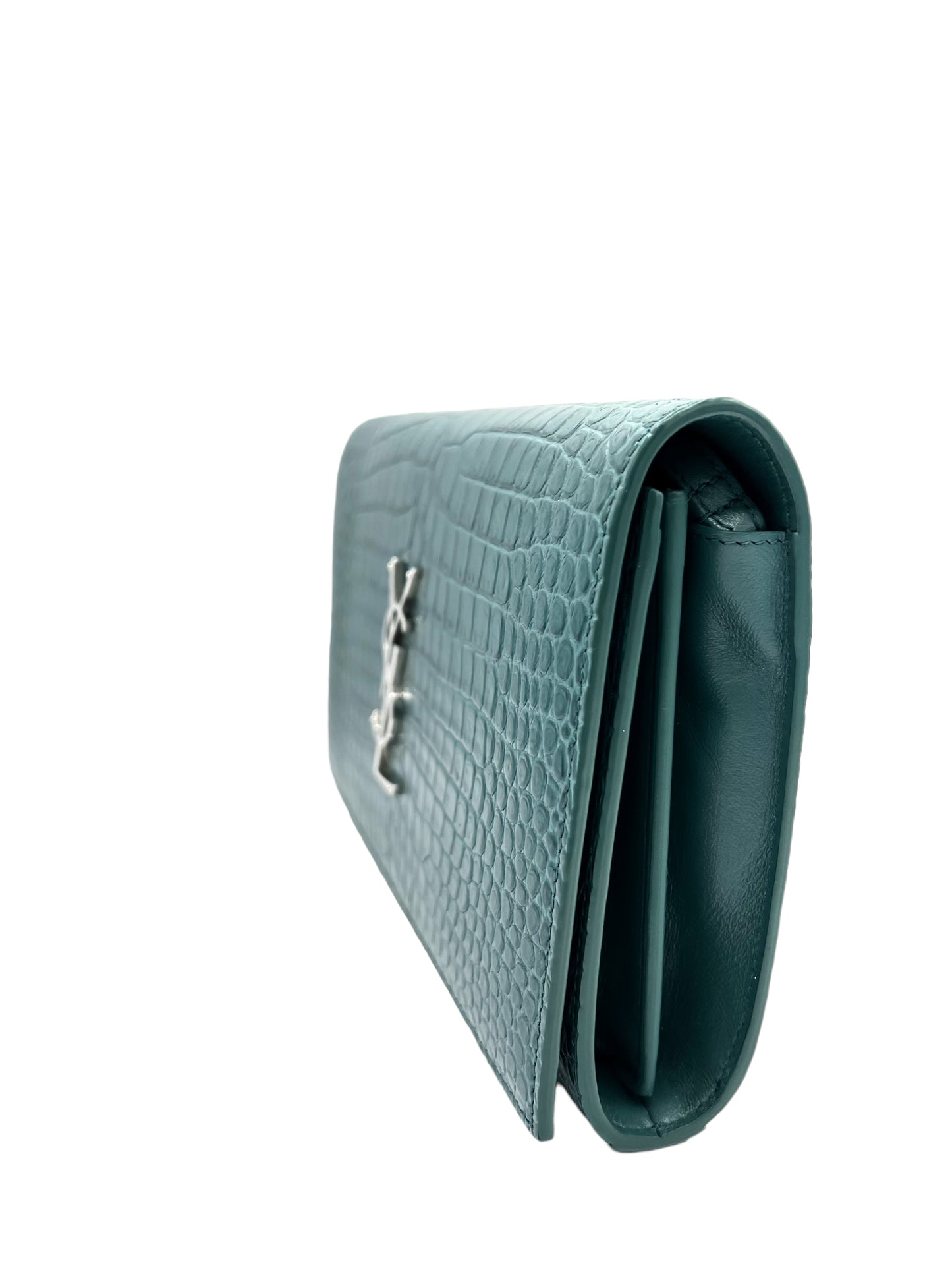 YSL KATE CROCODILE-EMBOSSED MINT GREEN WOC