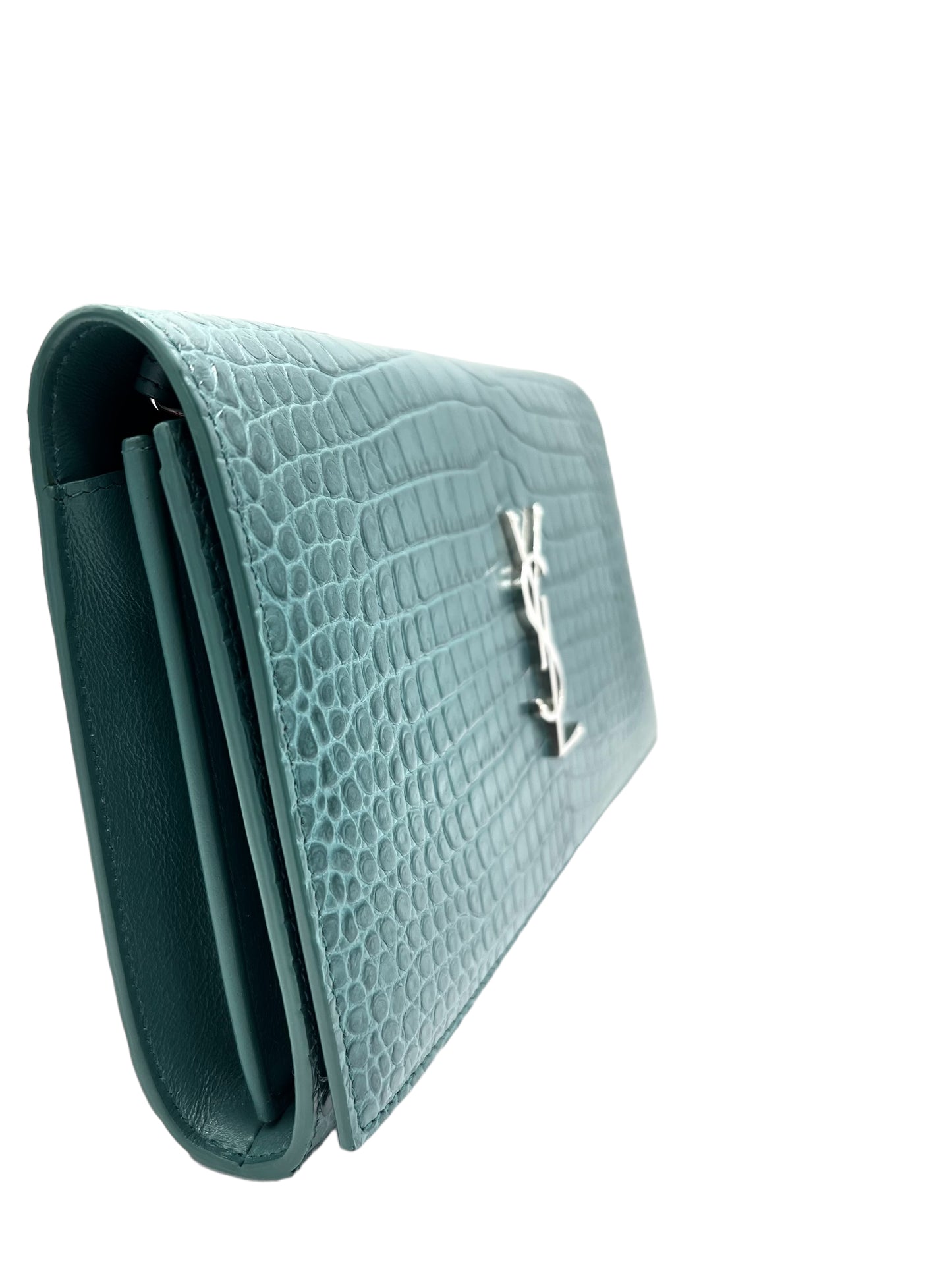 YSL KATE CROCODILE-EMBOSSED MINT GREEN WOC