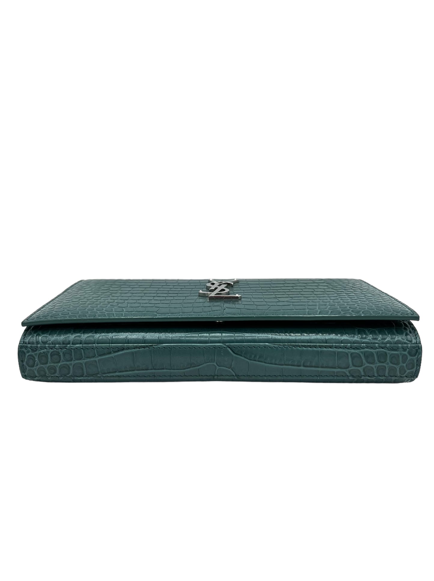 YSL KATE CROCODILE-EMBOSSED MINT GREEN WOC