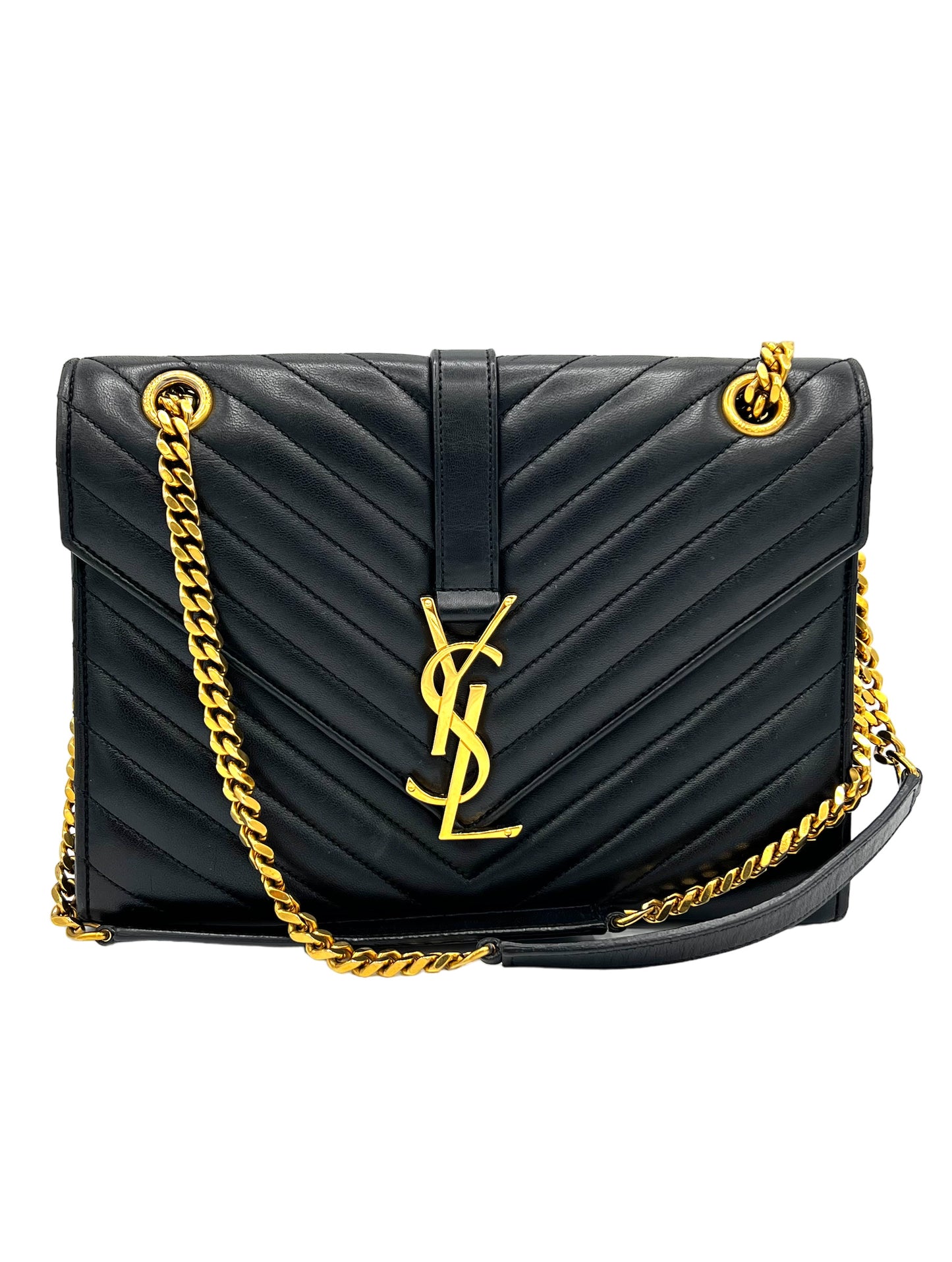 SOBRE YSL MONOGRAM MATELASSE NEGRO