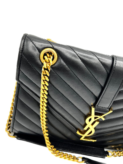 YSL MONOGRAM MATELASSE ENVELOPE BLACK