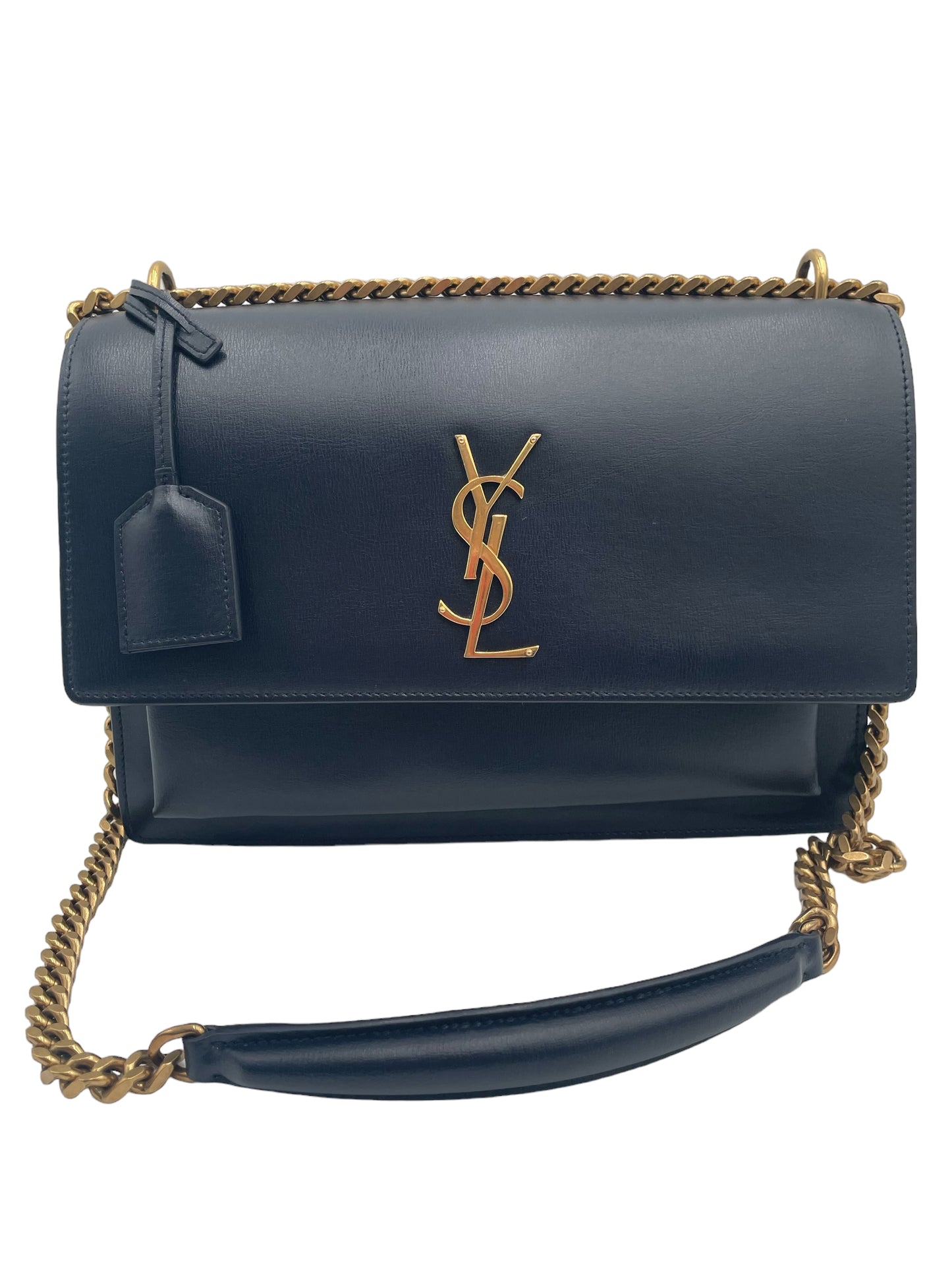 YSL SUNSET LEATHER CROSSBODY NAVY LARGE