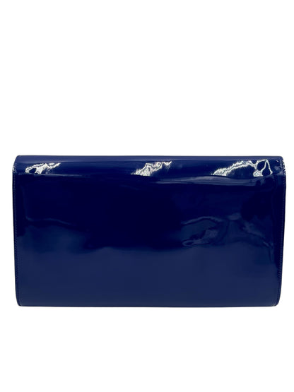 YSL BLUE TEXTURED PATENT LEATHER BELLE DE JOUR CLUTCH BAG