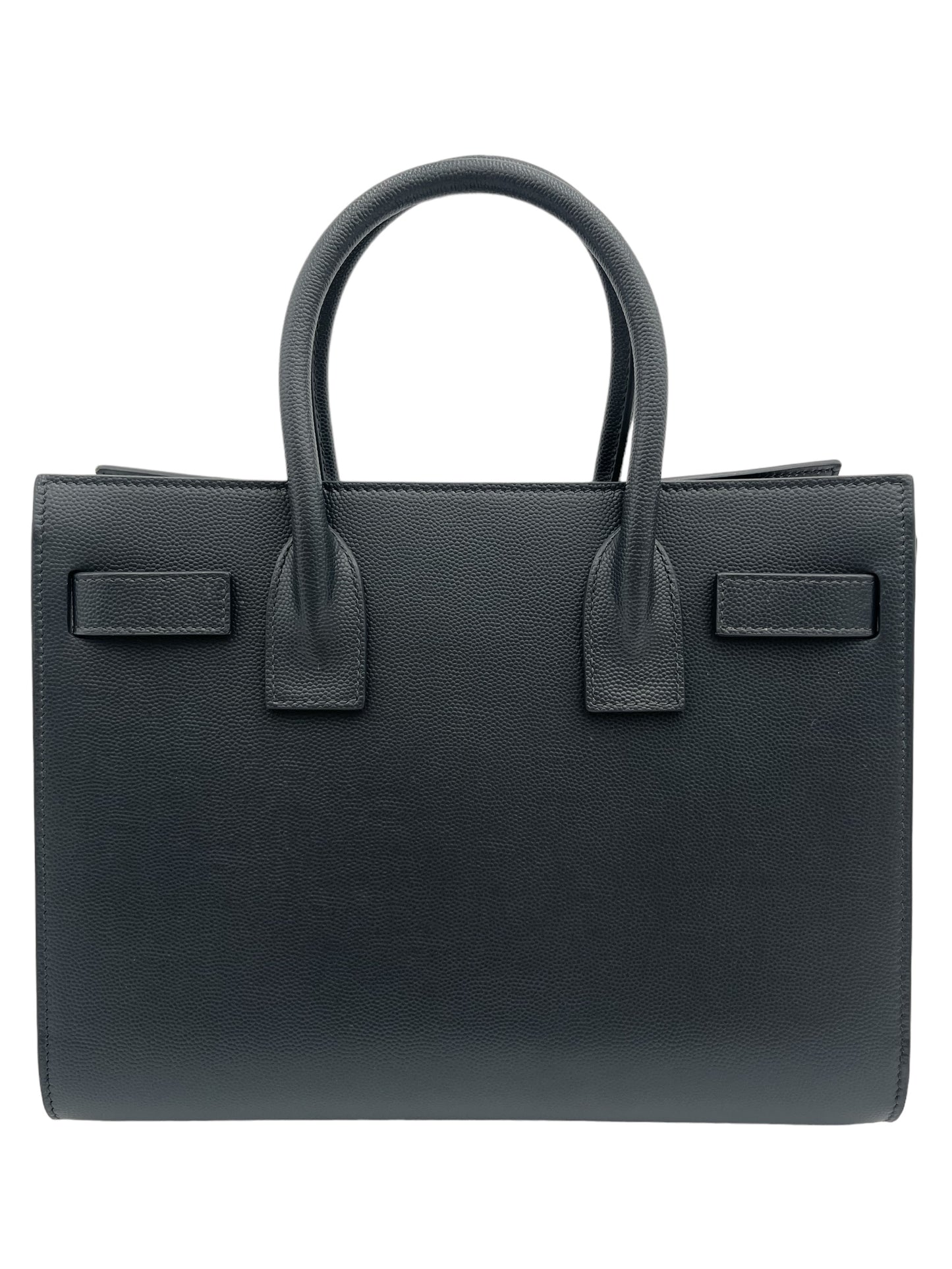 YSL DARK GREY LEATHER CLASSIC SAC DE JOUR TOTE BABY