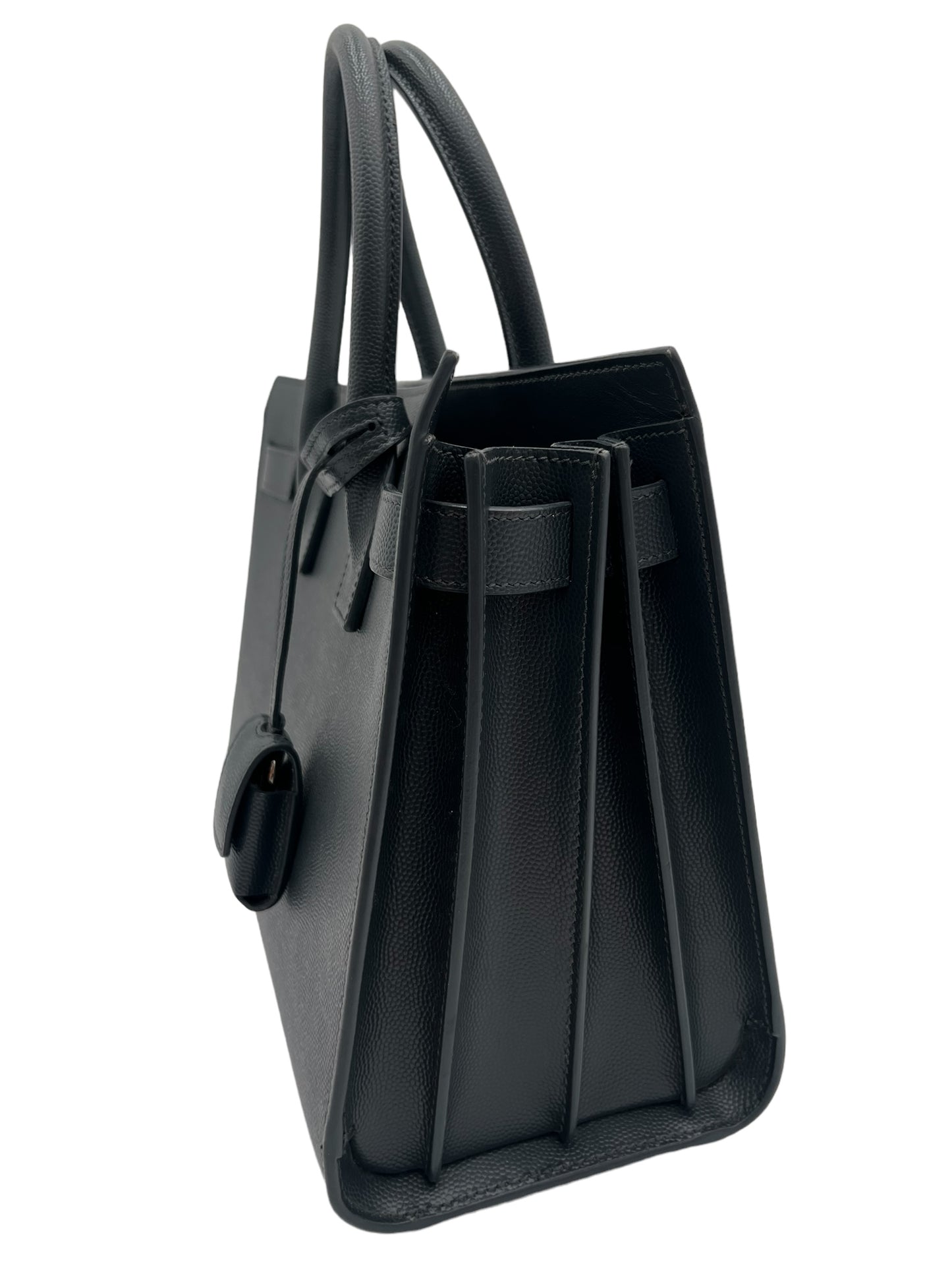 YSL DARK GREY LEATHER CLASSIC SAC DE JOUR TOTE BABY