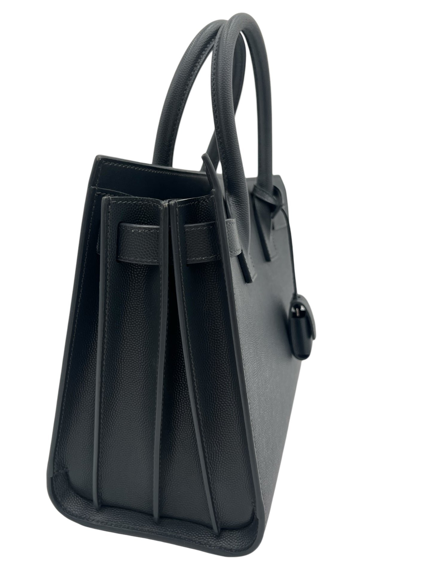 YSL DARK GREY LEATHER CLASSIC SAC DE JOUR TOTE BABY