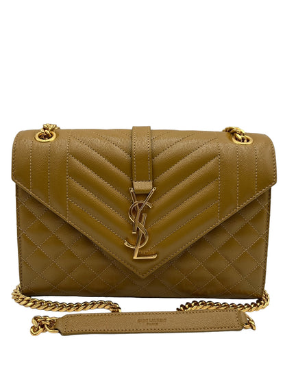 YSL MEDIUM ENVELOPE GOLDEN OLIVE GOLD HARDWARE