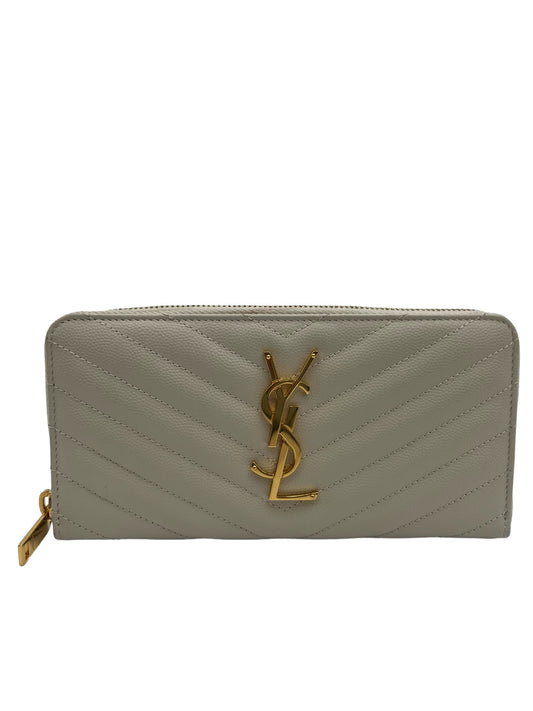 YSL MONOGRAM ZIP AROUND WALLET BEIGE