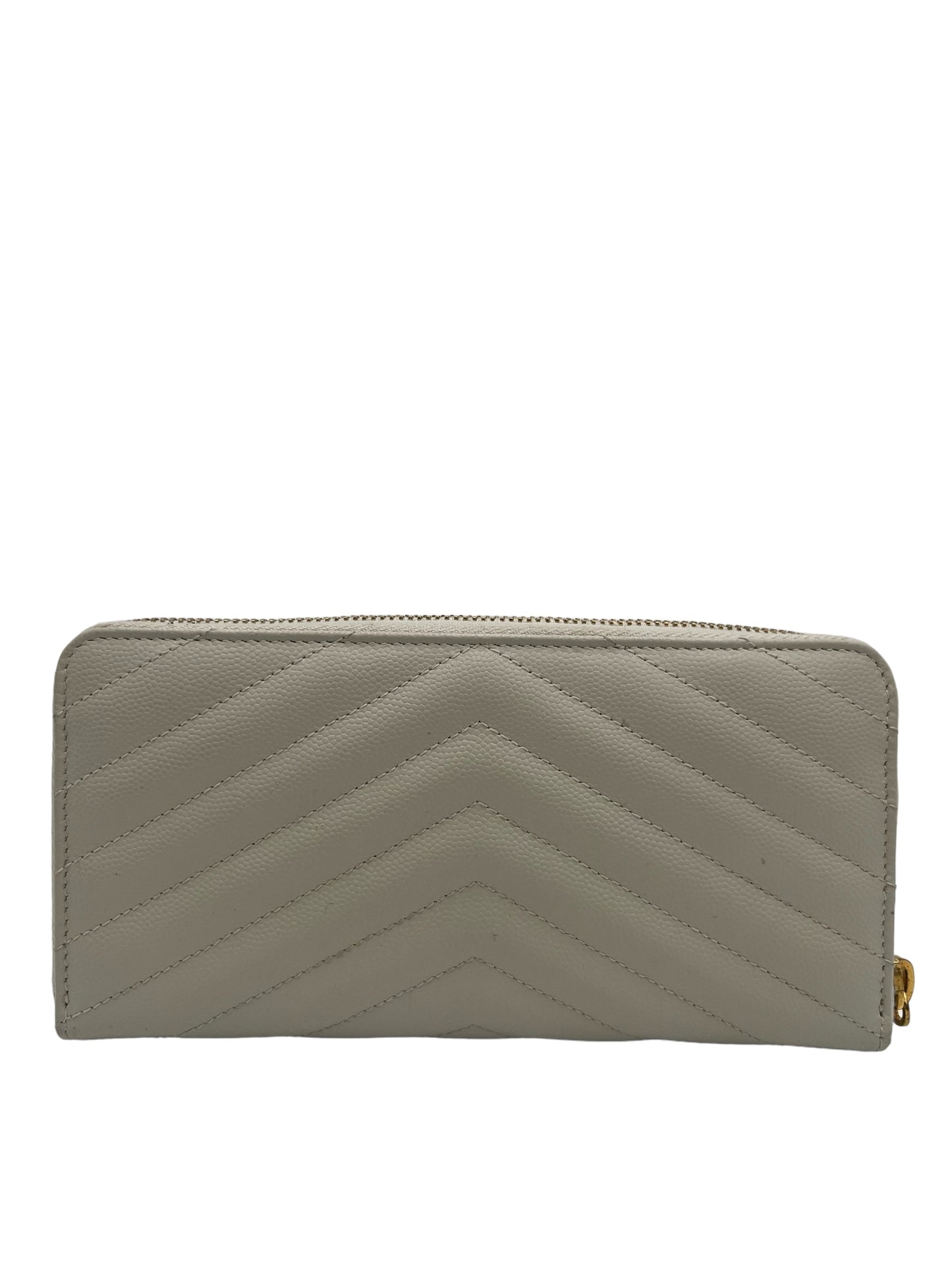 YSL MONOGRAM ZIP AROUND WALLET BEIGE