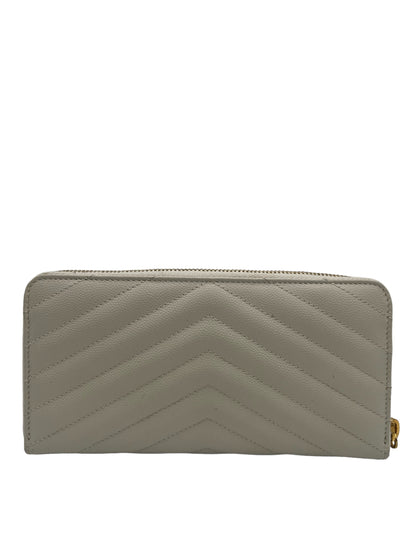 YSL MONOGRAM ZIP AROUND WALLET BEIGE