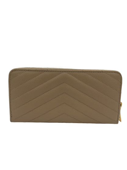 YSL MONOGRAM ZIP AROUND WALLET BEIGE