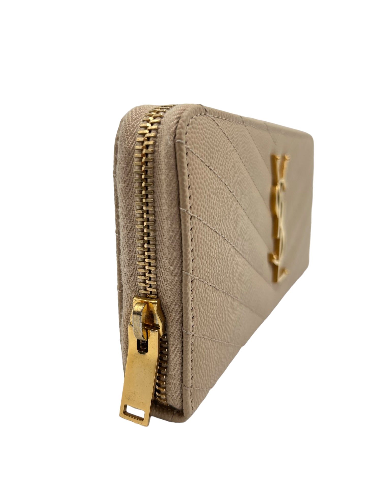 YSL MONOGRAM ZIP AROUND WALLET BEIGE