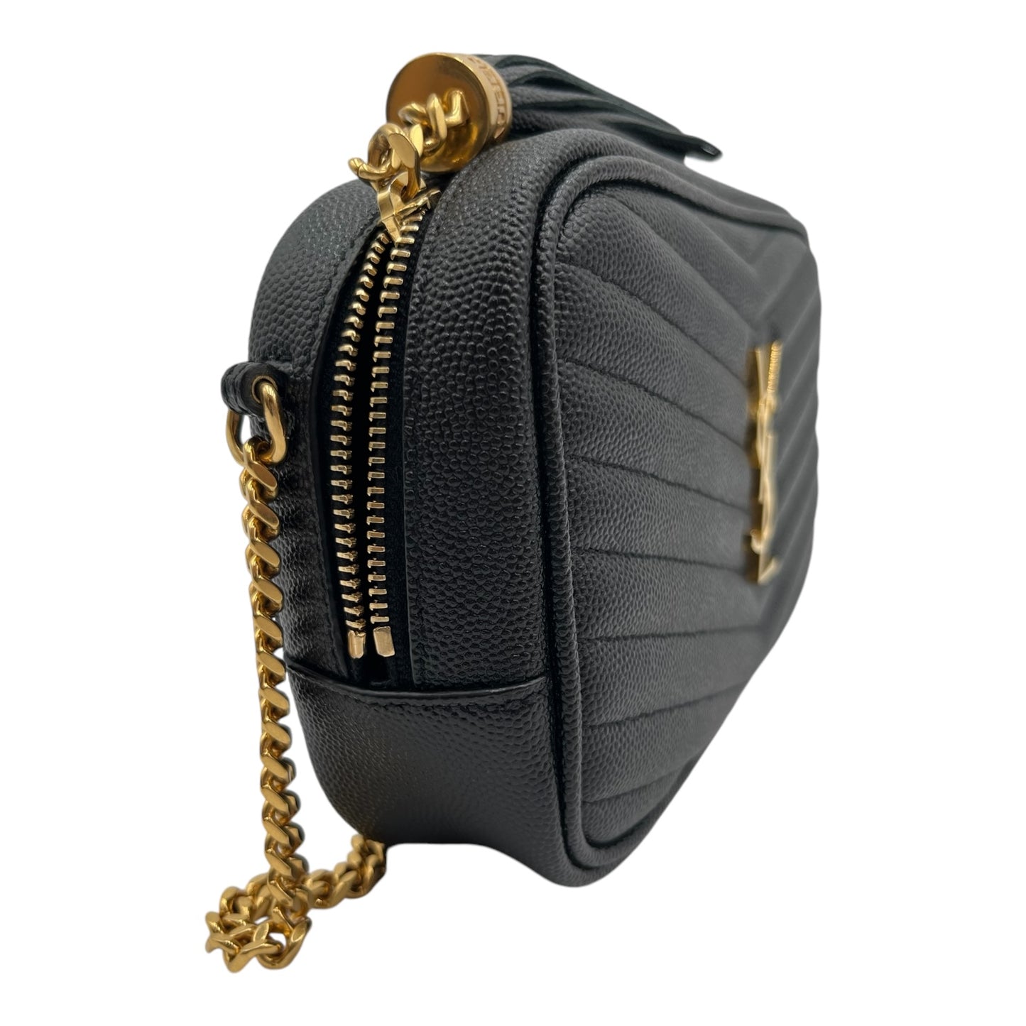 YSL LOU CAMERA BAG MATELASSE CHEVRON LEATHER BLACK