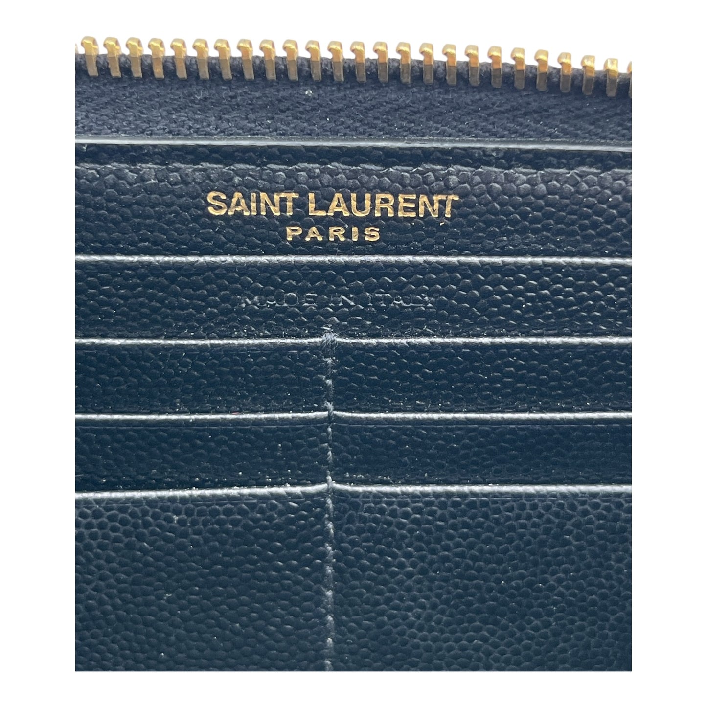 YSL MATELASSE LEATHER ZIP AROUND WALLET BLACK