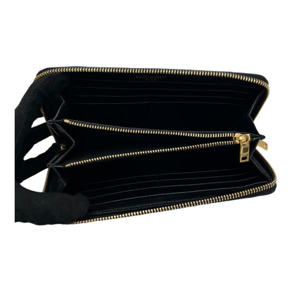 YSL MATELASSE LEATHER ZIP AROUND WALLET BLACK