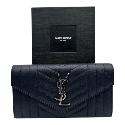 YSL MONOGRAMME LEATHER WALLET NAVY