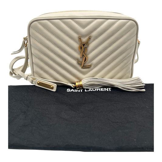 YSL CALFSKIN MONOGRAM LOU CAMERA BAG IN OFF WHITE CREAM