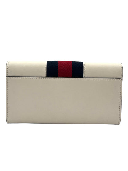 GUCCI LONG WALLET SYLVIE CONTINENTAL EMBROIDERY ROSE IVORY