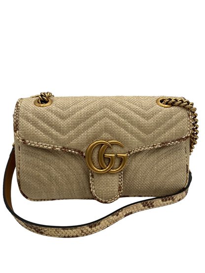 GUCCI MARMONT RAFFIA SHOULDER BAG