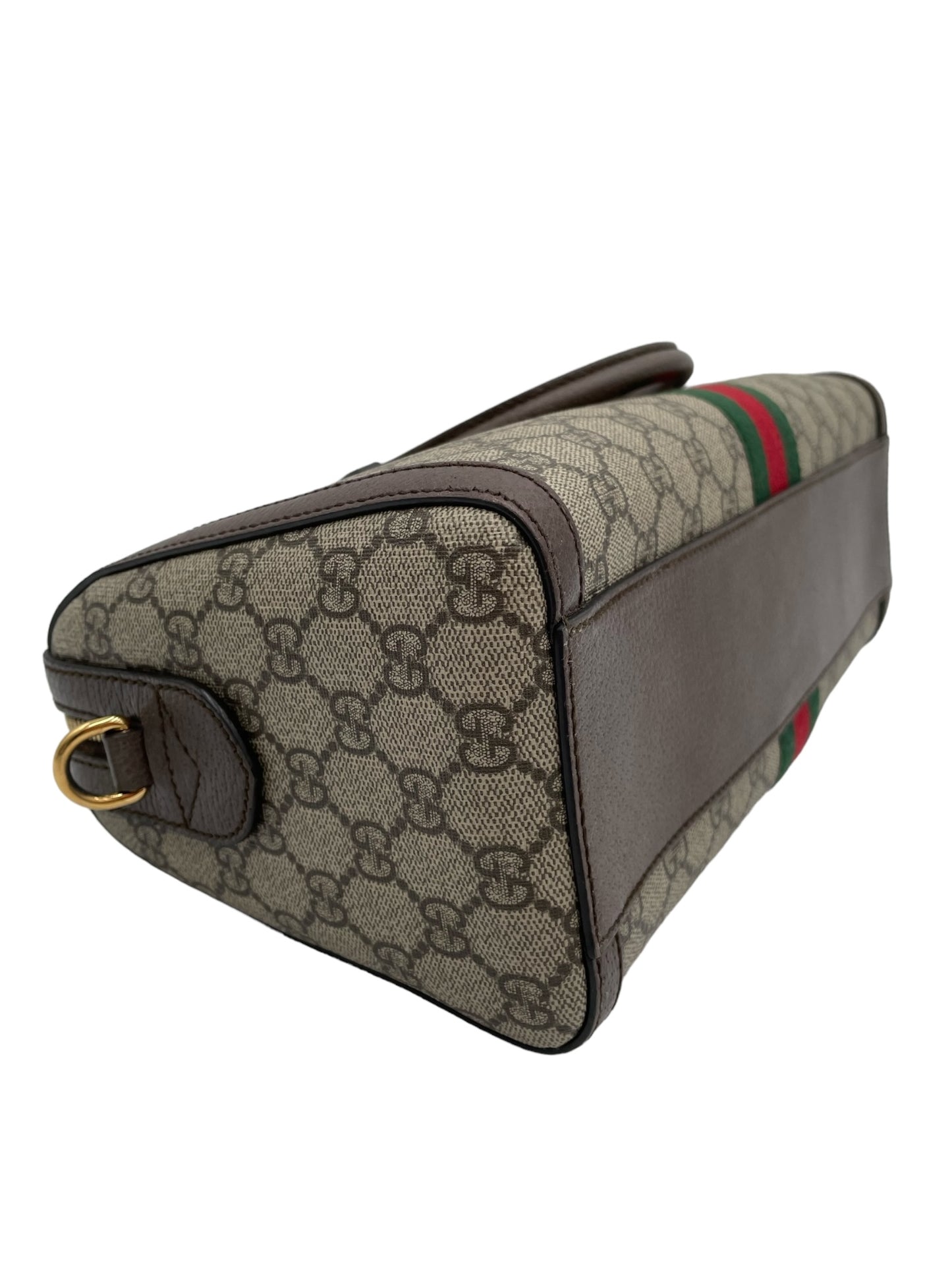 GUCCI SUPREME MONOGRAM WEB MEDIUM OPHIDIA BOSTON BROWN