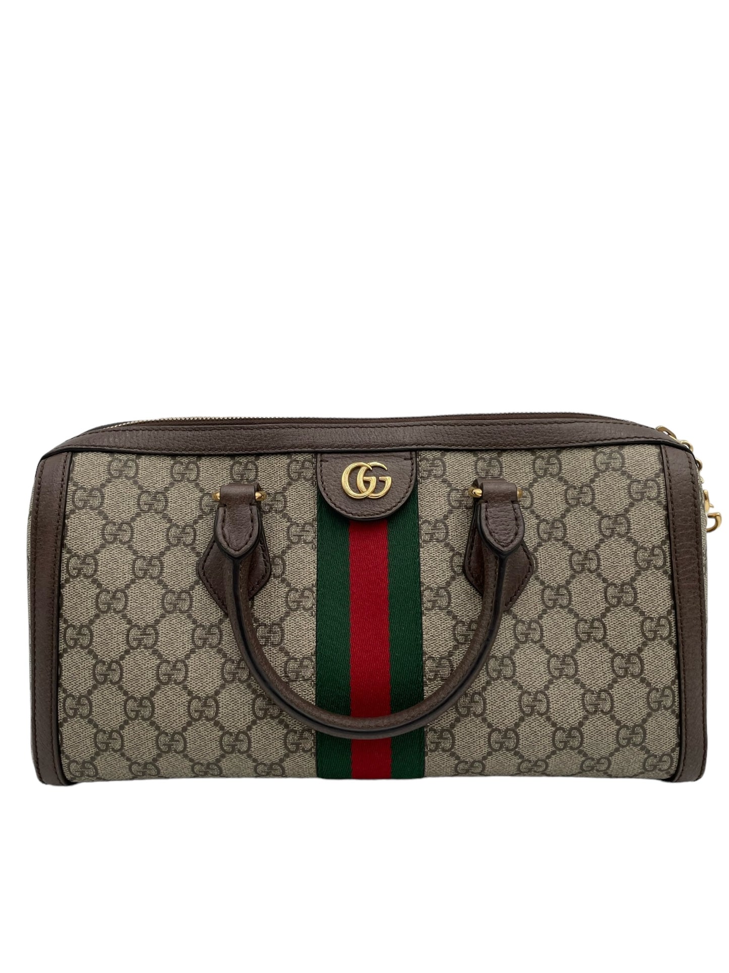 GUCCI SUPREME MONOGRAM WEB MEDIUM OPHIDIA BOSTON BROWN