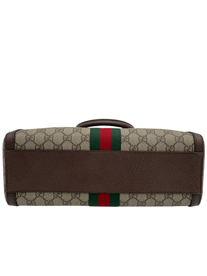 GUCCI SUPREME MONOGRAM WEB MEDIUM OPHIDIA BOSTON BROWN