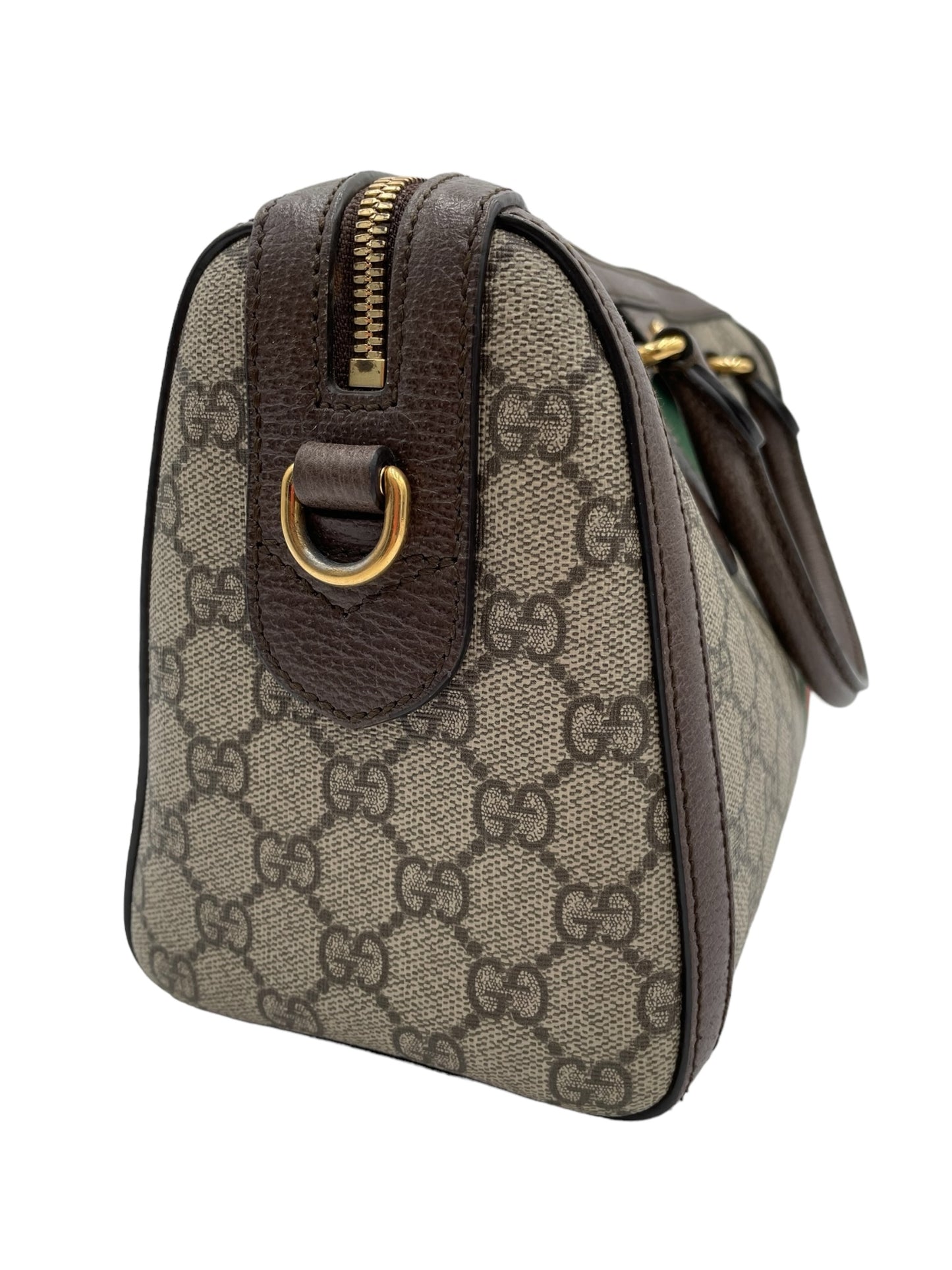 GUCCI SUPREME MONOGRAM WEB MEDIUM OPHIDIA BOSTON BROWN