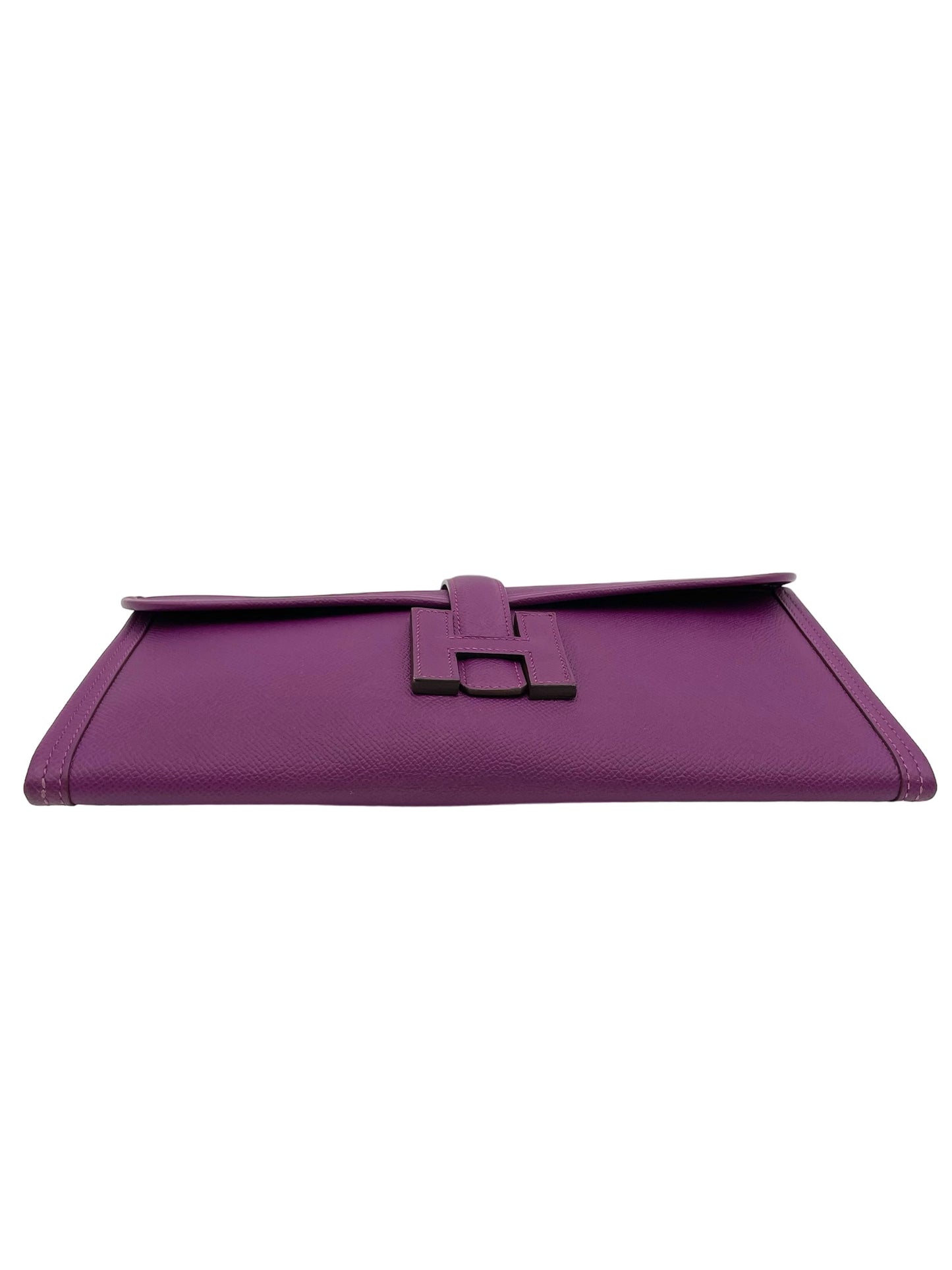 HERMES JIGE ELAN CLUTCH PURPLE SWIFT LEATHER