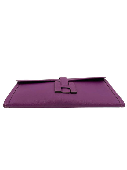 HERMES JIGE ELAN CLUTCH PURPLE SWIFT LEATHER