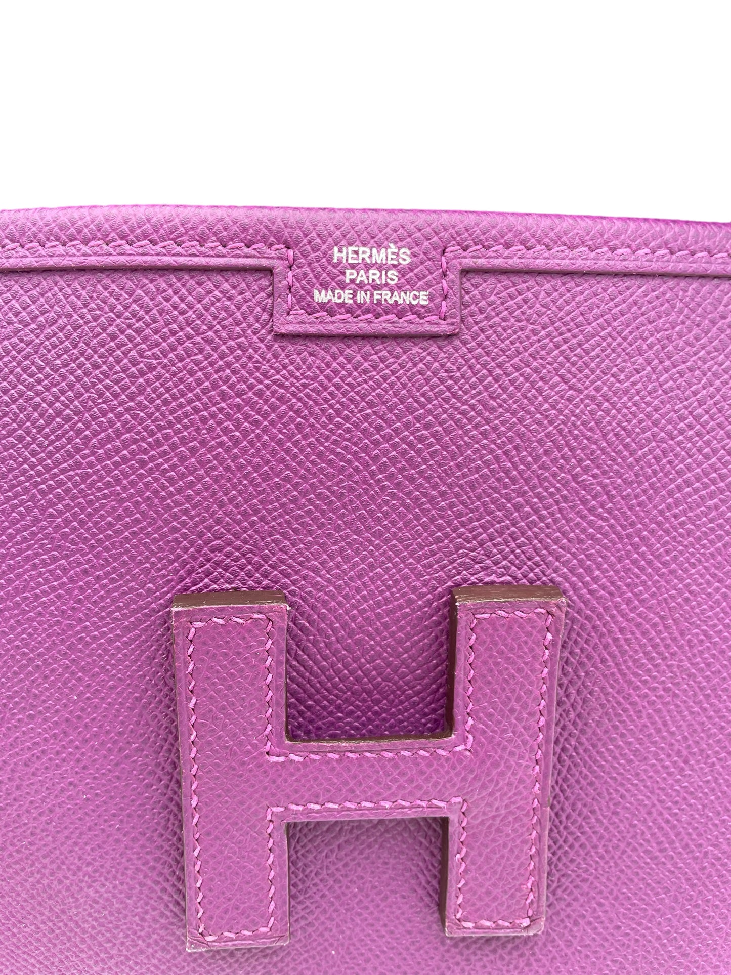 HERMES JIGE ELAN CLUTCH PURPLE SWIFT LEATHER