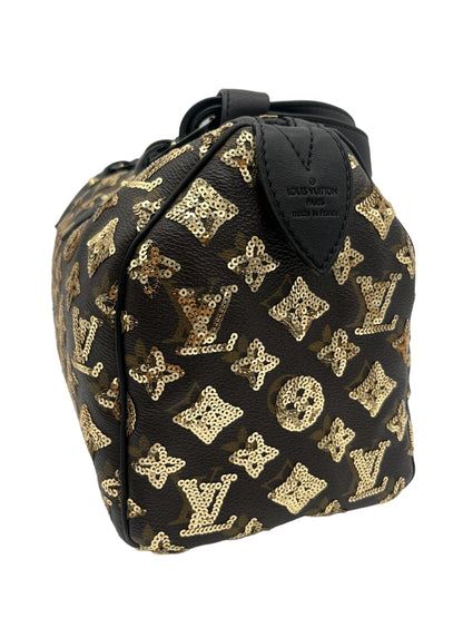 LOUIS VUITTON LIMITED EDITION SEQUIN & CLASSIC MONOGRAM CANVAS ECLIPSE SPEEDY 30