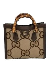 GUCCI TOTE BAG DIANA JUMBO GG SMALL BAMBOO HANDLE