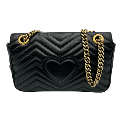 GUCCI GG MARMONT BLACK LEATHER SHOULDER BAG