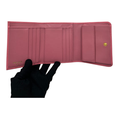 PRADA VITELLO MOVE TRI-FOLD COMPACT WALLET PEONIA