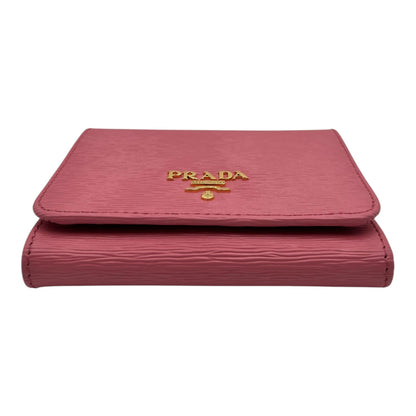 PRADA VITELLO MOVE TRI-FOLD COMPACT WALLET PEONIA