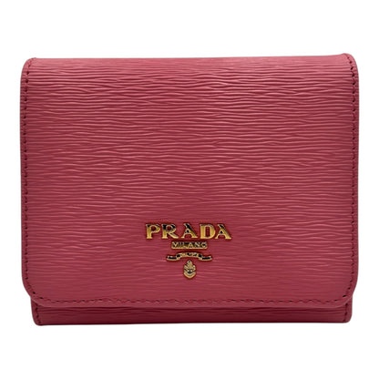 PRADA VITELLO MOVE TRI-FOLD COMPACT WALLET PEONIA