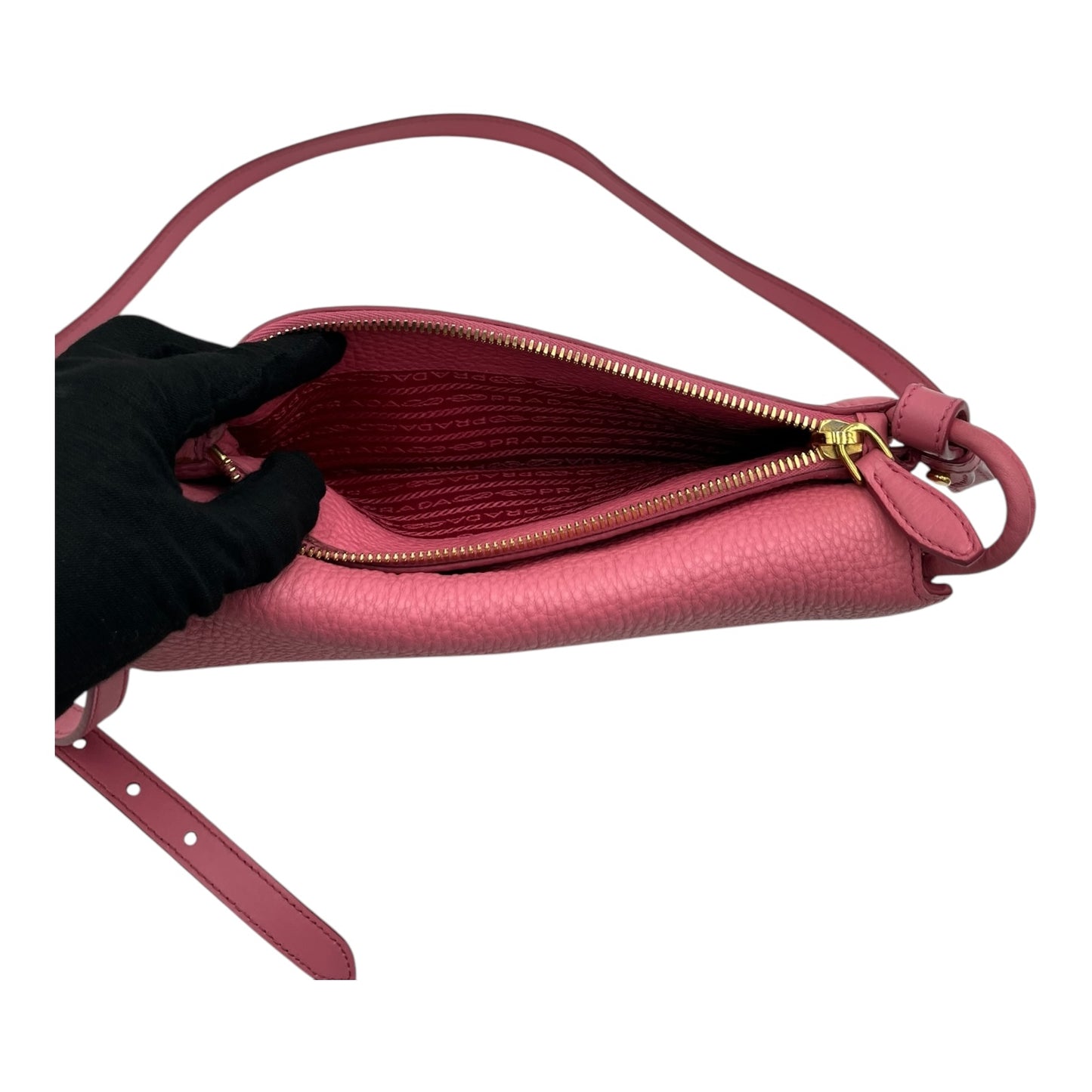 PRADA PINK CALFSKIN LEATHER CROSSBODY BAG