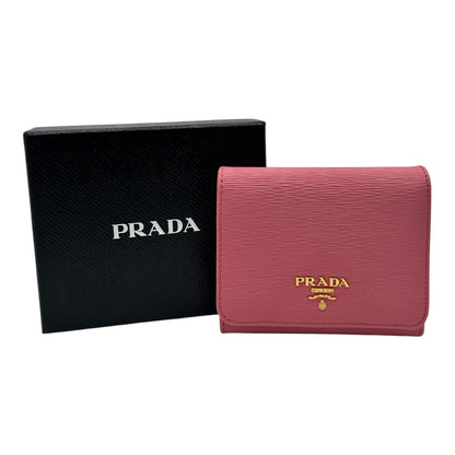 PRADA VITELLO MOVE TRI-FOLD COMPACT WALLET PEONIA