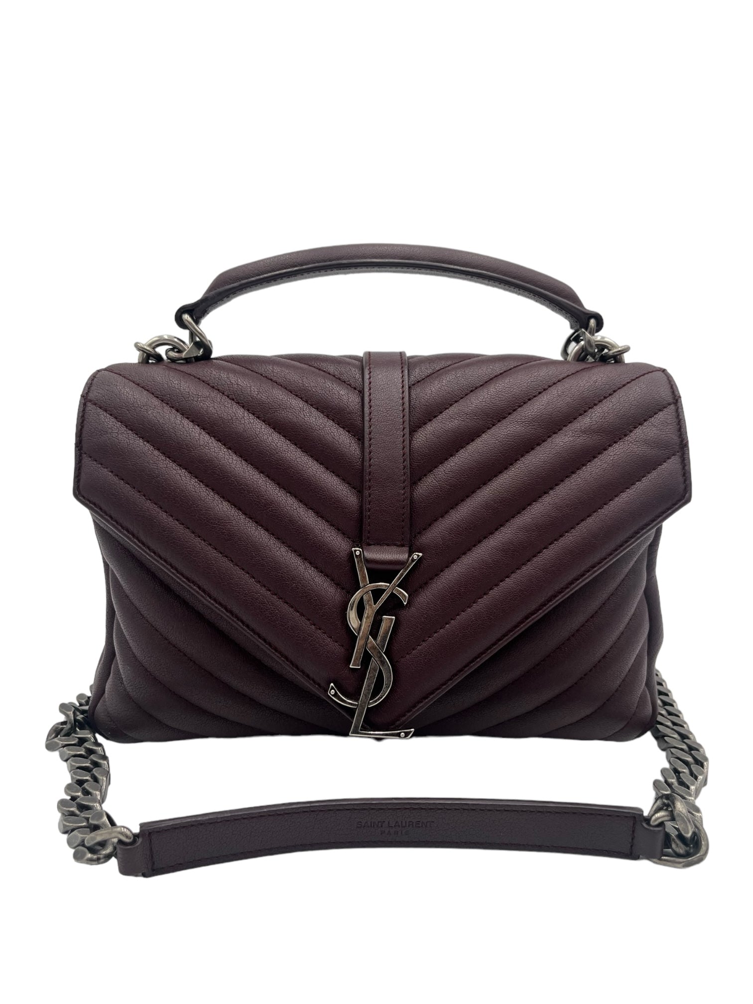 Ysl college bag burgundy sale