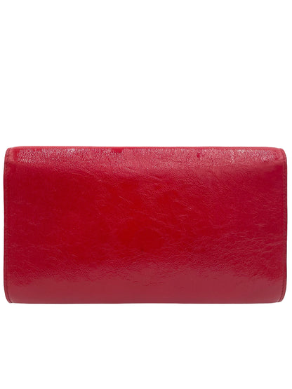 YSL RED TEXTURED PATENT LEATHER BELLE DE JOUR CLUTCH BAG