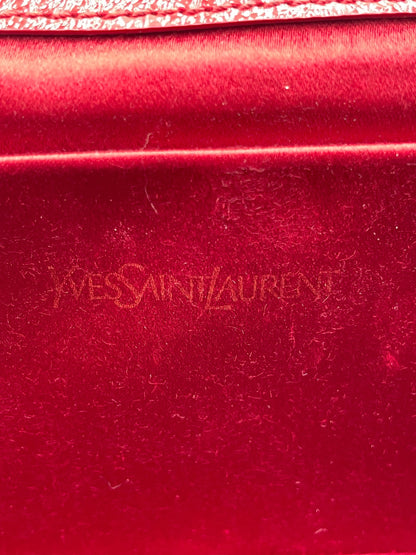 YSL RED TEXTURED PATENT LEATHER BELLE DE JOUR CLUTCH BAG