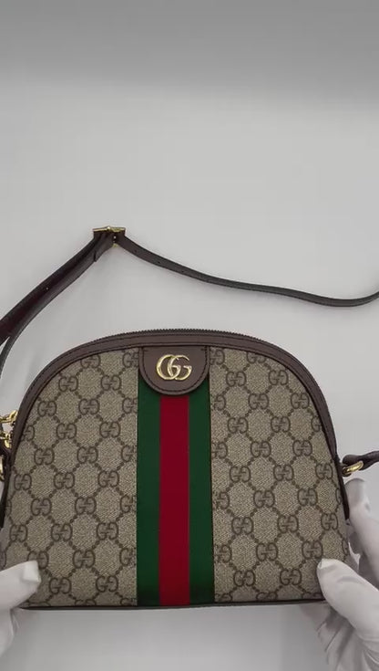 GUCCI OPHIDIA DOME SHOULDER BAG GG COATED CANVAS