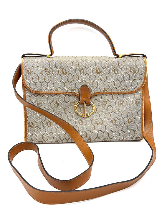 DIOR HONEYCOMB CANVAS SHOULDER BAG BEIGE