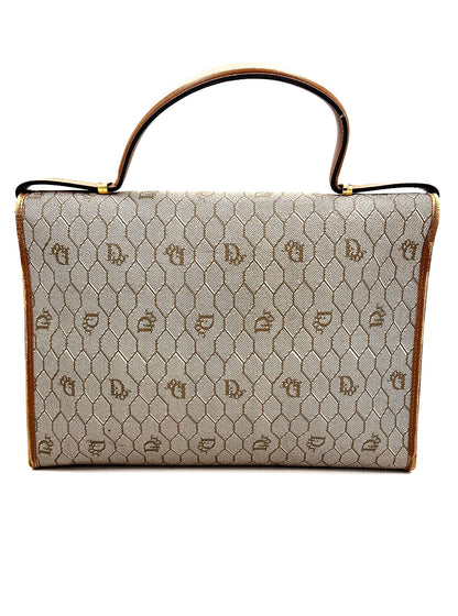 BOLSO DE HOMBRO DIOR DE LONA CON PANAL DE ABEJA BEIGE