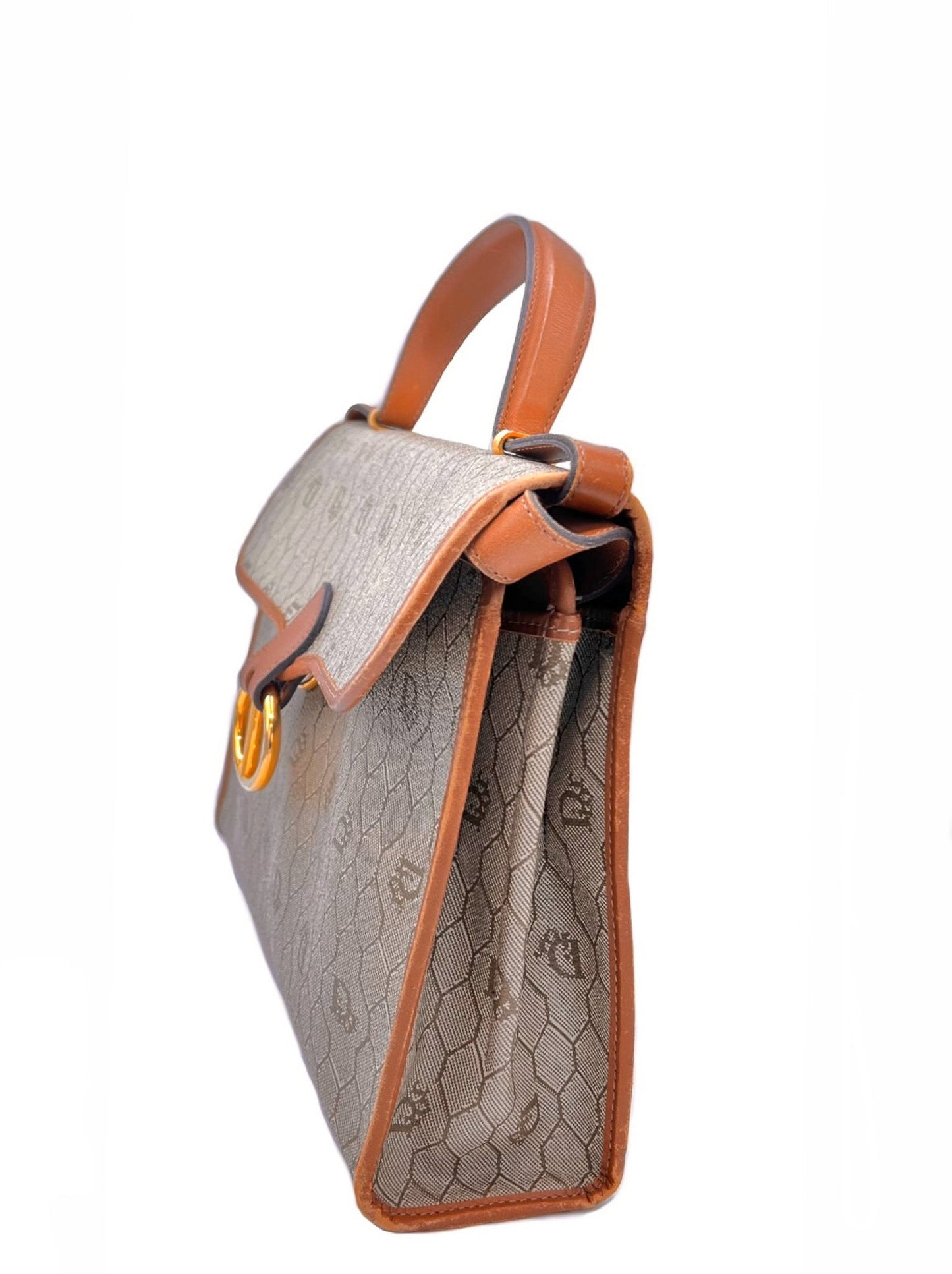 BOLSO DE HOMBRO DIOR DE LONA CON PANAL DE ABEJA BEIGE