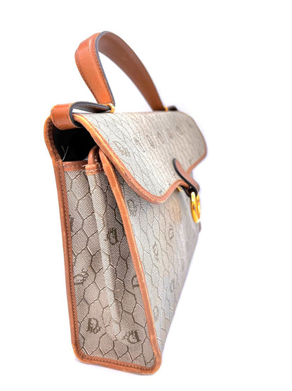 BOLSO DE HOMBRO DIOR DE LONA CON PANAL DE ABEJA BEIGE