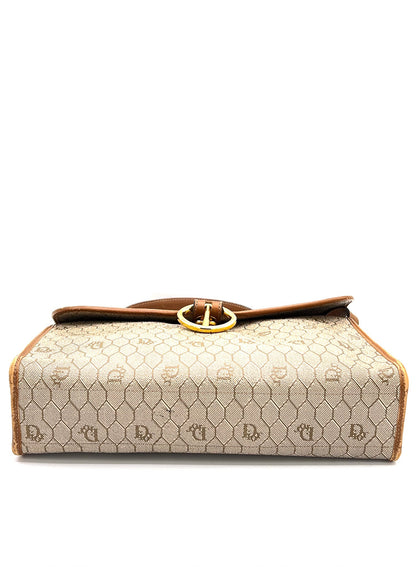 BOLSO DE HOMBRO DIOR DE LONA CON PANAL DE ABEJA BEIGE