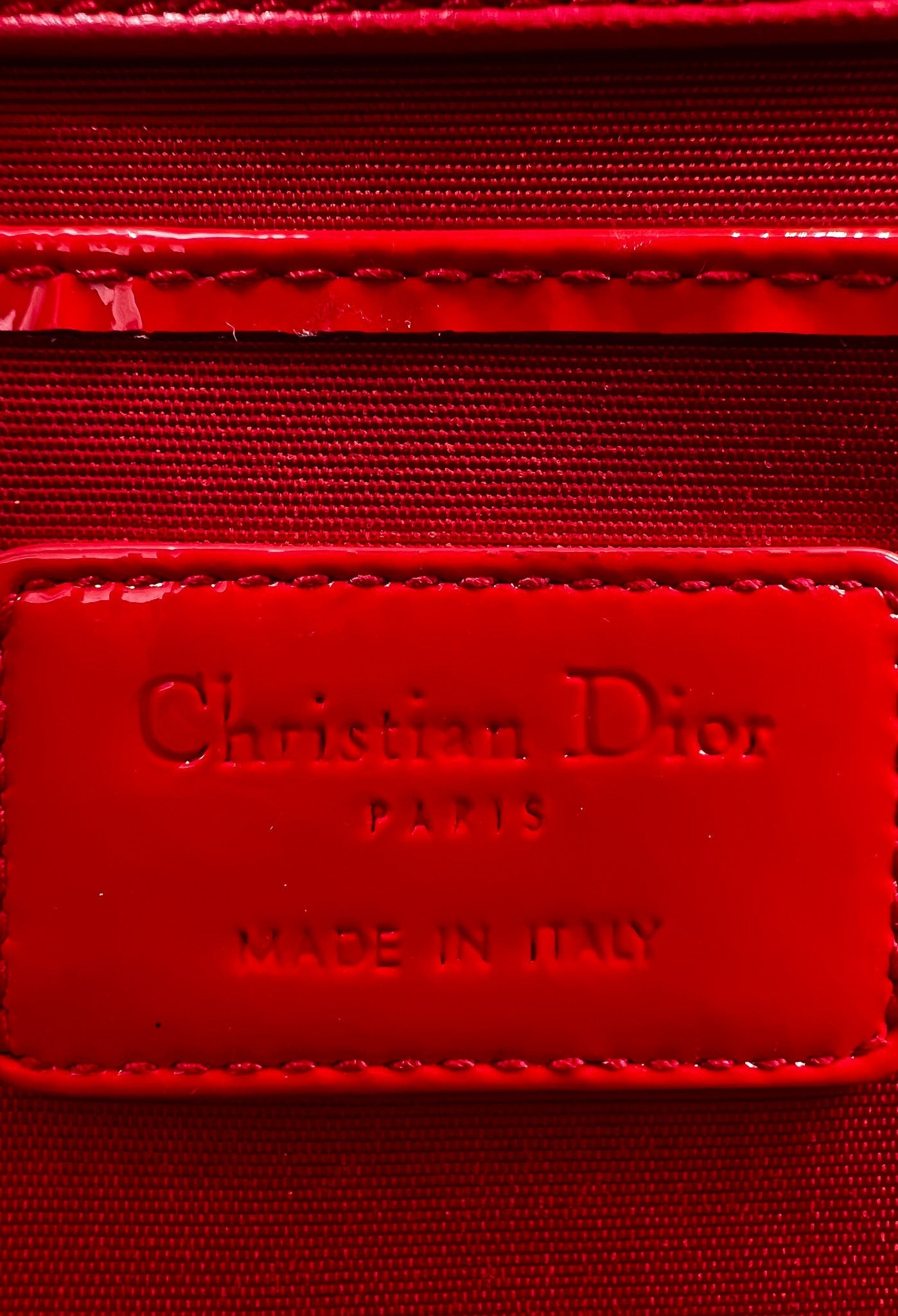 DIOR RED CANNAGE LEATHER LADY DIOR WALLET