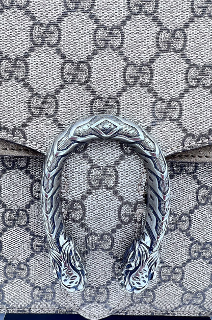 GUCCI SUPREME MONOGRAM DIONYSUS SHOULDER BAG TAUPE